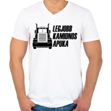 PRINTFASHION Legjobb kamionos apuka - Férfi V-nyakú póló - Fehér