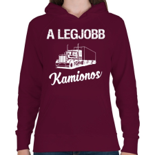 PRINTFASHION Legjobb kamionos - Női kapucnis pulóver - Bordó női pulóver, kardigán