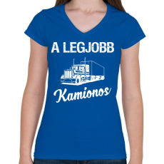 PRINTFASHION Legjobb kamionos - Női V-nyakú póló - Királykék