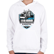 PRINTFASHION Legjobb kamionsofőr - Gyerek kapucnis pulóver - Fehér