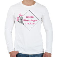 PRINTFASHION Legjobb keresztanya a világon - Férfi hosszú ujjú póló - Fehér férfi póló