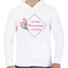 PRINTFASHION Legjobb keresztanya a világon - Férfi kapucnis pulóver - Fehér