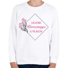 PRINTFASHION Legjobb keresztanya a világon - Gyerek pulóver - Fehér gyerek pulóver, kardigán