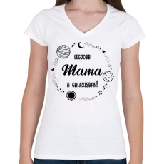 PRINTFASHION Legjobb mama a galaxisban - Női V-nyakú póló - Fehér