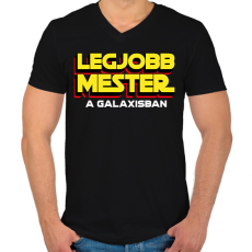 PRINTFASHION LEGJOBB MESTER A GALAXISBAN - Férfi V-nyakú póló - Fekete