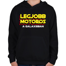 PRINTFASHION LEGJOBB MOTOROS A GALAXISBAN - Gyerek kapucnis pulóver - Fekete gyerek pulóver, kardigán