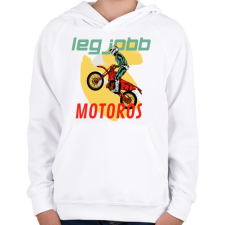 PRINTFASHION LEGJOBB MOTOROS - Gyerek kapucnis pulóver - Fehér gyerek pulóver, kardigán