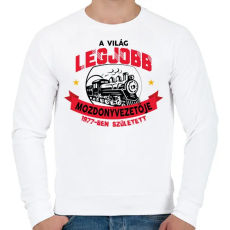 PRINTFASHION Legjobb mozdonyvezető - Évszámmal - Férfi pulóver - Fehér