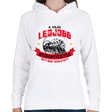 PRINTFASHION Legjobb mozdonyvezető - Évszámmal - Női kapucnis pulóver - Fehér