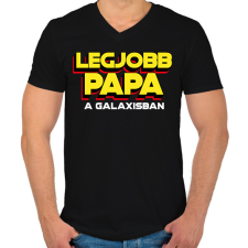 PRINTFASHION LEGJOBB PAPA A GALAXISBAN - Férfi V-nyakú póló - Fekete férfi póló