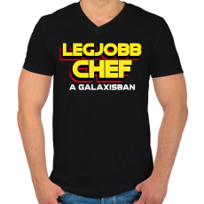 PRINTFASHION LEGJOBB SÉF A GALAXISBAN - Férfi V-nyakú póló - Fekete
