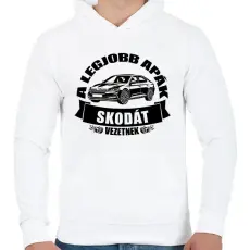 PRINTFASHION Legjobb skodás apák - Férfi kapucnis pulóver - Fehér