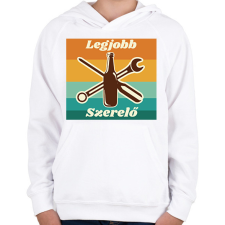 PRINTFASHION Legjobb szerelő - Gyerek kapucnis pulóver - Fehér gyerek pulóver, kardigán