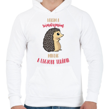 PRINTFASHION Legjobb terápia - A sündisznóm - Férfi kapucnis pulóver - Fehér férfi pulóver, kardigán