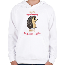 PRINTFASHION Legjobb terápia - A sündisznóm - Gyerek kapucnis pulóver - Fehér gyerek pulóver, kardigán