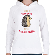 PRINTFASHION Legjobb terápia - A sündisznóm - Női kapucnis pulóver - Fehér női pulóver, kardigán