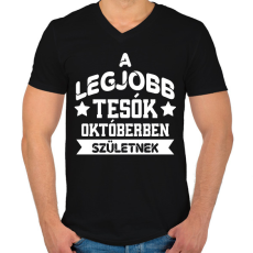 PRINTFASHION Legjobb tesó - Hónappal - Férfi V-nyakú póló - Fekete