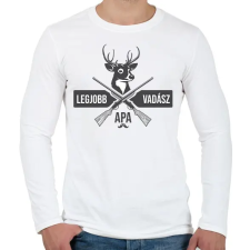 PRINTFASHION Legjobb Vadász Apa - Férfi hosszú ujjú póló - Fehér férfi póló