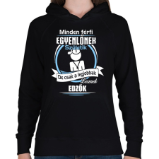 PRINTFASHION Legjobbak lesznek edzők - Női kapucnis pulóver - Fekete női pulóver, kardigán