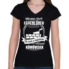 PRINTFASHION Legjobbak lesznek kőművesek - Női V-nyakú póló - Fekete női póló