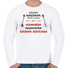 PRINTFASHION Legmenőbb nagyapák gitáron játszanak - Férfi pulóver - Fehér