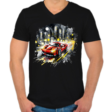 PRINTFASHION LEGO Ferrari - Férfi V-nyakú póló - Fekete férfi póló