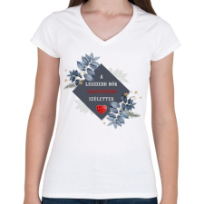 PRINTFASHION Legszebb nők augusztus - Női V-nyakú póló - Fehér női póló