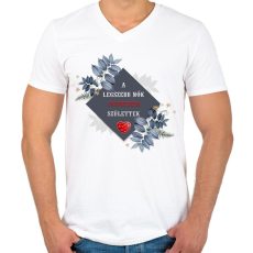 PRINTFASHION Legszebb nők október - Férfi V-nyakú póló - Fehér