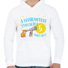 PRINTFASHION Legügyesebb csillagász - Számmal - Férfi kapucnis pulóver - Fehér