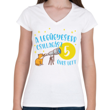PRINTFASHION Legügyesebb csillagász - Számmal - Női V-nyakú póló - Fehér női póló