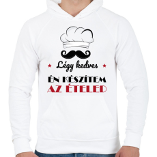 PRINTFASHION Légy kedves a szakáccsal - Férfi kapucnis pulóver - Fehér