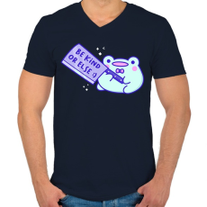 PRINTFASHION Légy kedves, különben..  - Férfi V-nyakú póló - Sötétkék