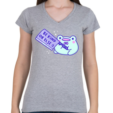PRINTFASHION Légy kedves, különben..  - Női V-nyakú póló - Sport szürke