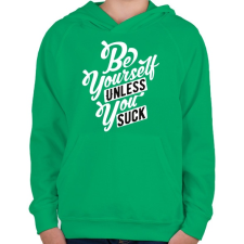 PRINTFASHION Légy önmagad  - Gyerek kapucnis pulóver - Zöld gyerek pulóver, kardigán