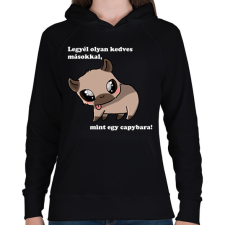 PRINTFASHION legyél olyan kedves másokkal, mint egy capybara (fehér) - Női kapucnis pulóver - Fekete női pulóver, kardigán