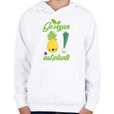 PRINTFASHION Legyél vegán - Gyerek kapucnis pulóver - Fehér gyerek pulóver, kardigán