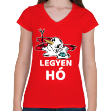 PRINTFASHION LEGYEN HÓ - Női V-nyakú póló - Piros női póló