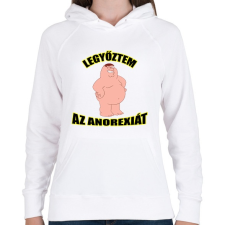 PRINTFASHION Legyőztem az anorexiát - Női kapucnis pulóver - Fehér női pulóver, kardigán