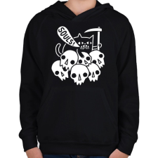 PRINTFASHION Lélekfaló macska - Gyerek kapucnis pulóver - Fekete gyerek pulóver, kardigán