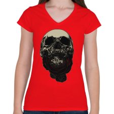 PRINTFASHION Lélekfaló - Női V-nyakú póló - Piros női póló