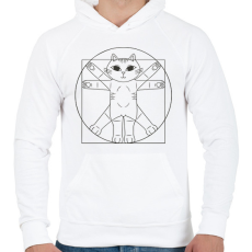 PRINTFASHION Leonardo Da Vinci Macskája - Férfi kapucnis pulóver - Fehér