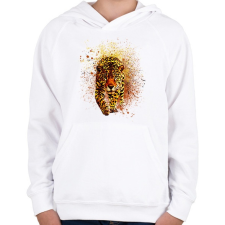 PRINTFASHION leopard abstrakt - Gyerek kapucnis pulóver - Fehér gyerek pulóver, kardigán