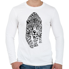 PRINTFASHION leopárd - Férfi hosszú ujjú póló - Fehér férfi póló