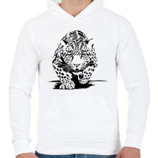 PRINTFASHION leopárd - Férfi kapucnis pulóver - Fehér férfi pulóver, kardigán