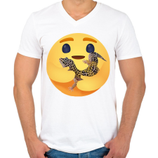 PRINTFASHION Leopárd gekkó - Férfi V-nyakú póló - Fehér férfi póló