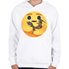 PRINTFASHION Leopárd gekkó - Gyerek kapucnis pulóver - Fehér gyerek pulóver, kardigán