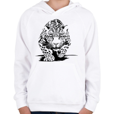 PRINTFASHION leopárd - Gyerek kapucnis pulóver - Fehér gyerek pulóver, kardigán