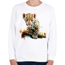 PRINTFASHION leopárd - Gyerek pulóver - Fehér gyerek pulóver, kardigán