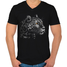 PRINTFASHION Leopárd portré - Férfi V-nyakú póló - Fekete
