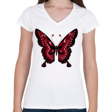 PRINTFASHION Lepke - Női V-nyakú póló - Fehér